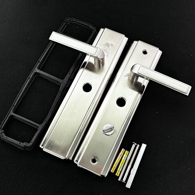 【清库存】WL防盗把手老款防盗门拉手圆孔铁面板铝把手老式门把手