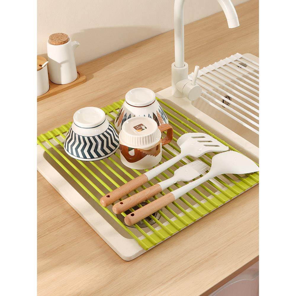 厨房水槽硅胶沥水架洗碗池碗盘碟杯收纳篮水池卷帘台面置物可折叠,厨房/烹饪用具,水槽置物架,淘宝优惠券,粉丝福利购,淘宝优惠卷