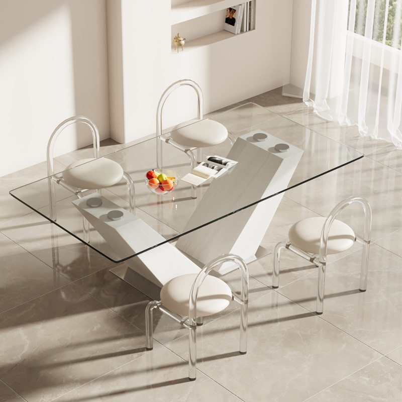 钢化玻璃餐桌客厅现代简约长方形桌子碳钢长桌工作台耐高温饭桌,住宅家具,玻璃餐桌,淘宝优惠券,粉丝福利购,淘宝优惠卷