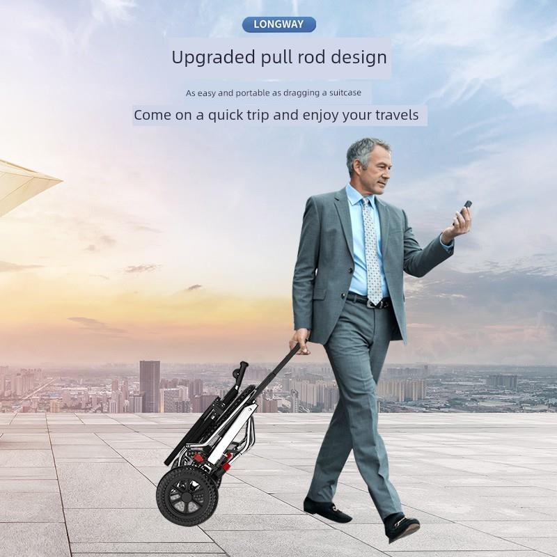 鱼跃铝合金轮椅折叠轻便小型老人专用手推代步车老年超轻便携旅行