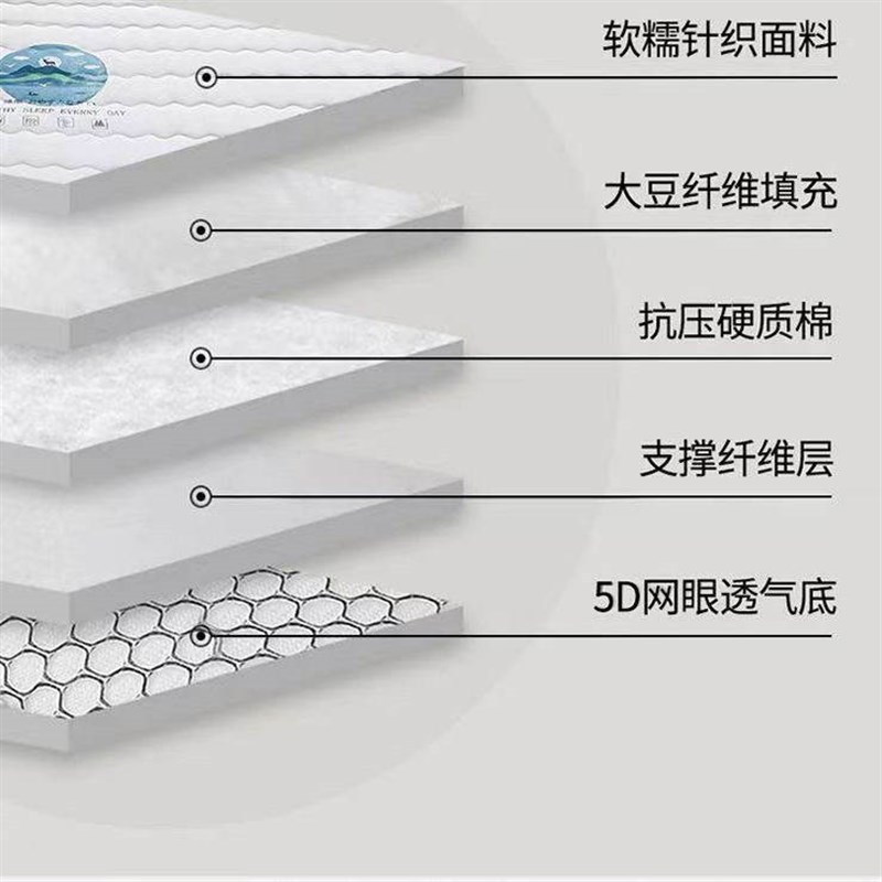 A类大豆纤维学生宿舍上下铺床垫家用睡垫可折叠床褥防滑软垫机洗