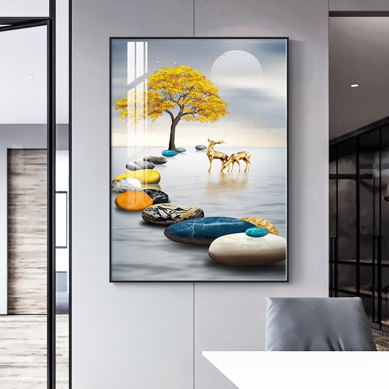 现代简约客厅装饰画单幅进门玄关走廊挂画竖版餐厅墙壁画单独一副