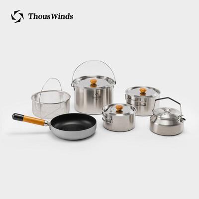 Thous Winds千风卡式炉户外锅具套装露营锅煮锅炒锅炊具野外餐锅