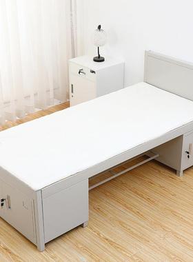 学校军绿色褥子单人学生宿舍床垫床褥白色垫子热熔棉防潮棉褥