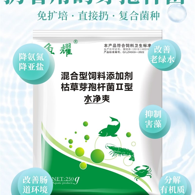 水净爽枯c草芽孢杆菌水产养殖改善水质稳定藻相水浓水绿有机物多