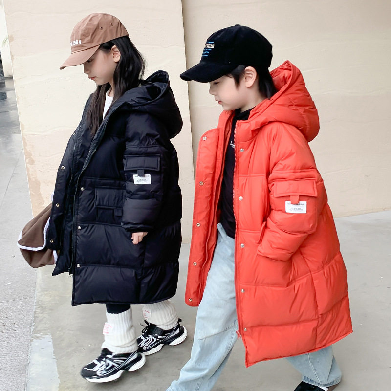 儿童女款羽绒服中长版秋冬男款大童极寒加厚外套男童女童加绒棉衣