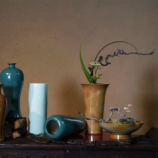 陶瓷花器梅瓶直瓶文人空间软装新中式插花茶案茶席插花花艺花道