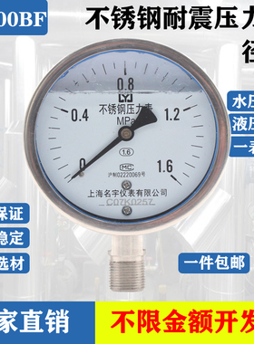 YN100BF不锈钢耐震压力表31C6L接头不锈钢表壳耐腐蚀包检测过关