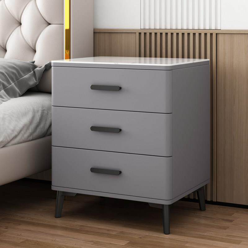 实木彩绘床头柜现代简单可及豪华高端卧室家居完整板岩储物柜三个