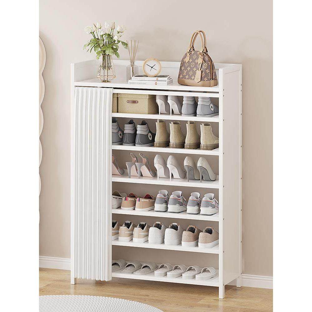 家用门口折叠鞋架子免安装2025新款爆款白色简易鞋柜多层出租房竹,收纳整理,鞋子收纳架,淘宝优惠券,粉丝福利购,淘宝优惠卷