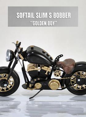 覆古摩托车模型铁艺橱窗收藏工艺品男生礼物手工骑士机车装饰摆件