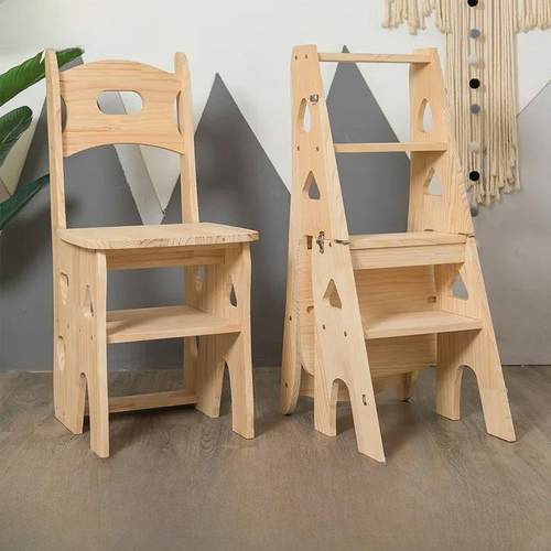实木梯子多功能折叠梯椅凳子两用折叠椅子室内登高楼梯四步家用