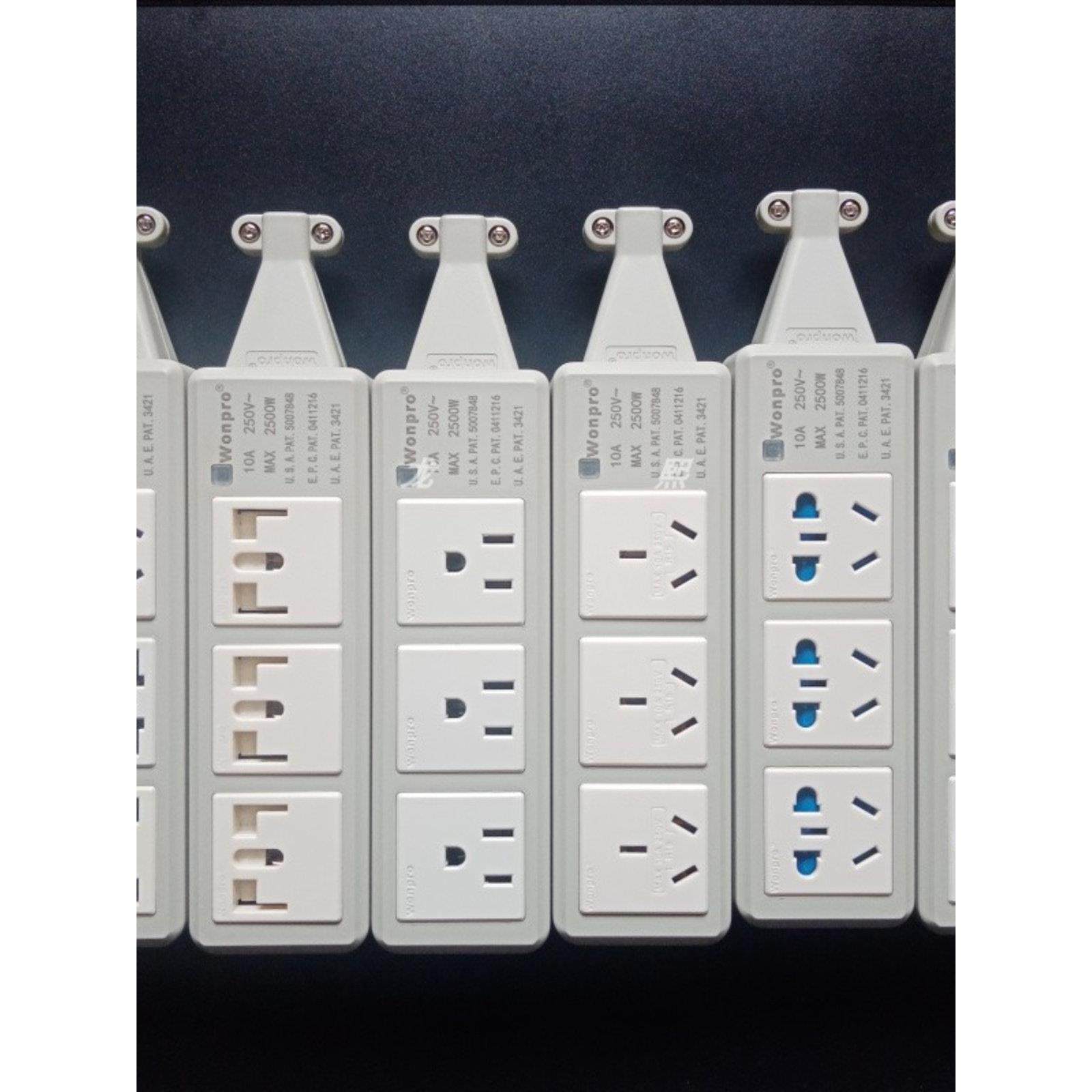 稳不落wonpro家用工程机房流水线自接线配电三位无线插排国标欧标