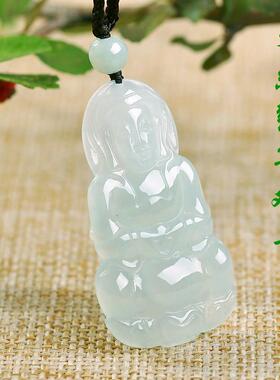 天然缅甸a级玉石观音真玉正品高冰蜡冰籽观音男士玉坠