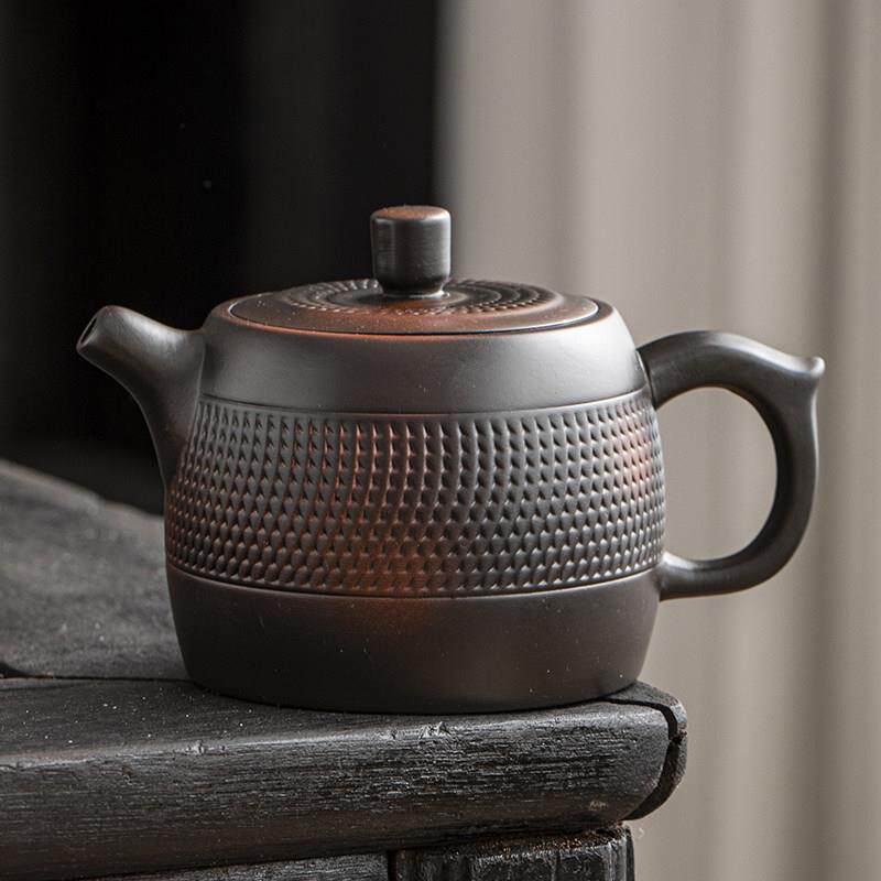 紫陶跳刀凤鸣井栏壶家用高档手工原矿紫砂泡茶壶主人茶杯功夫茶具