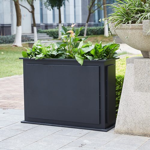 厂家长方形镀锌板花箱黑色烤漆花盆铁艺花盆花器成品简约花钵制作