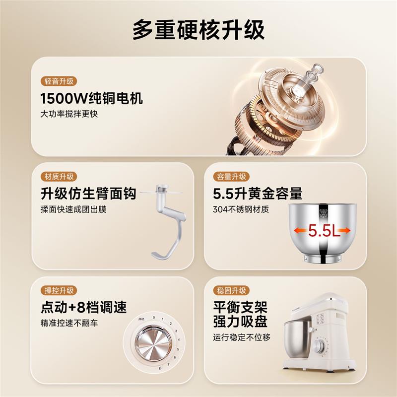顺然3206厨师机家用小型烘焙多功能2026新款全自动搅拌揉面和面机