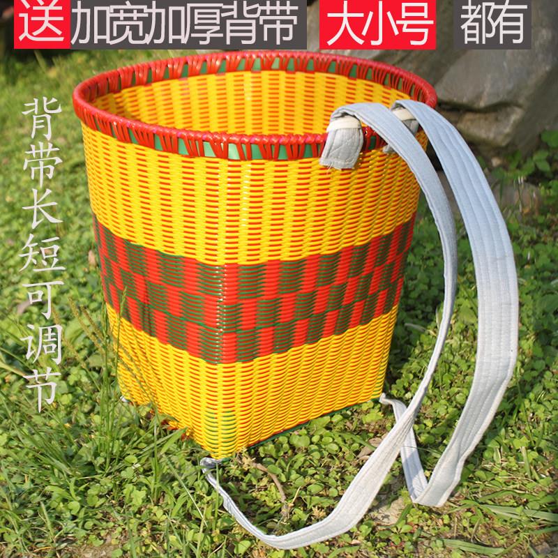 背篓塑料家用买菜藤编背篼农用大小民族风采茶背箩篓篮网红收纳筐