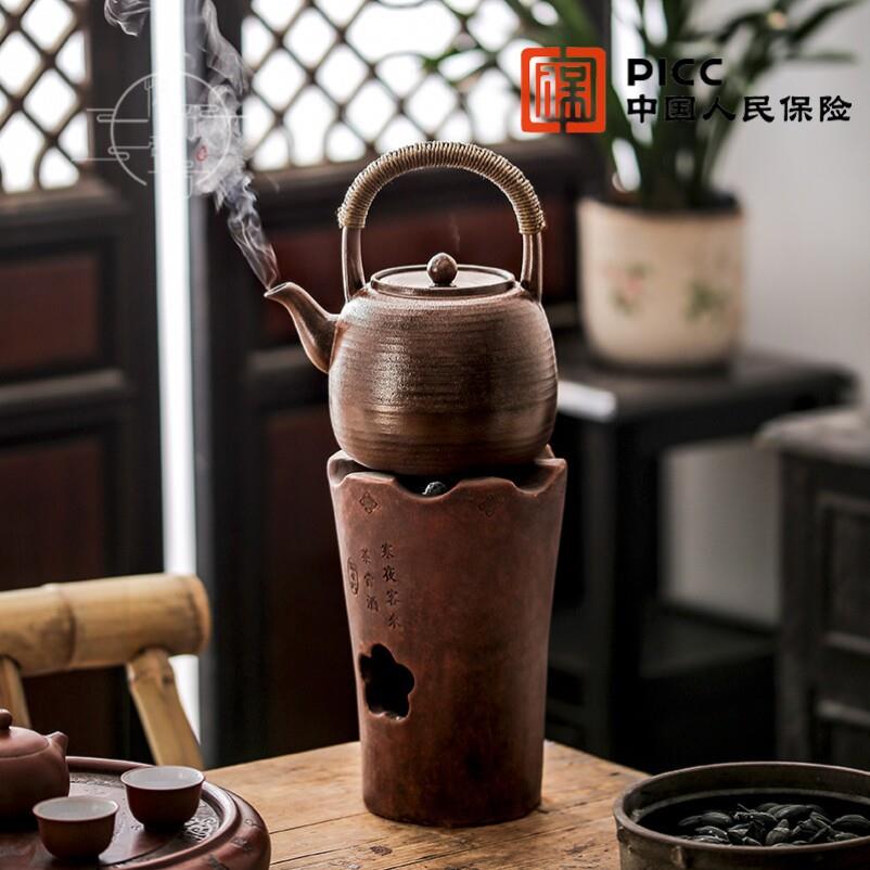 纯手工大容量陶瓷围炉煮茶柴烧提梁煮泡茶简约家用烧水粗陶壶炭炉