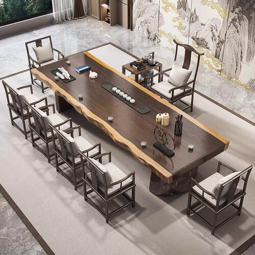 新中式实木茶桌椅组合办公室功夫泡茶台客厅家用原木大板喝茶桌子