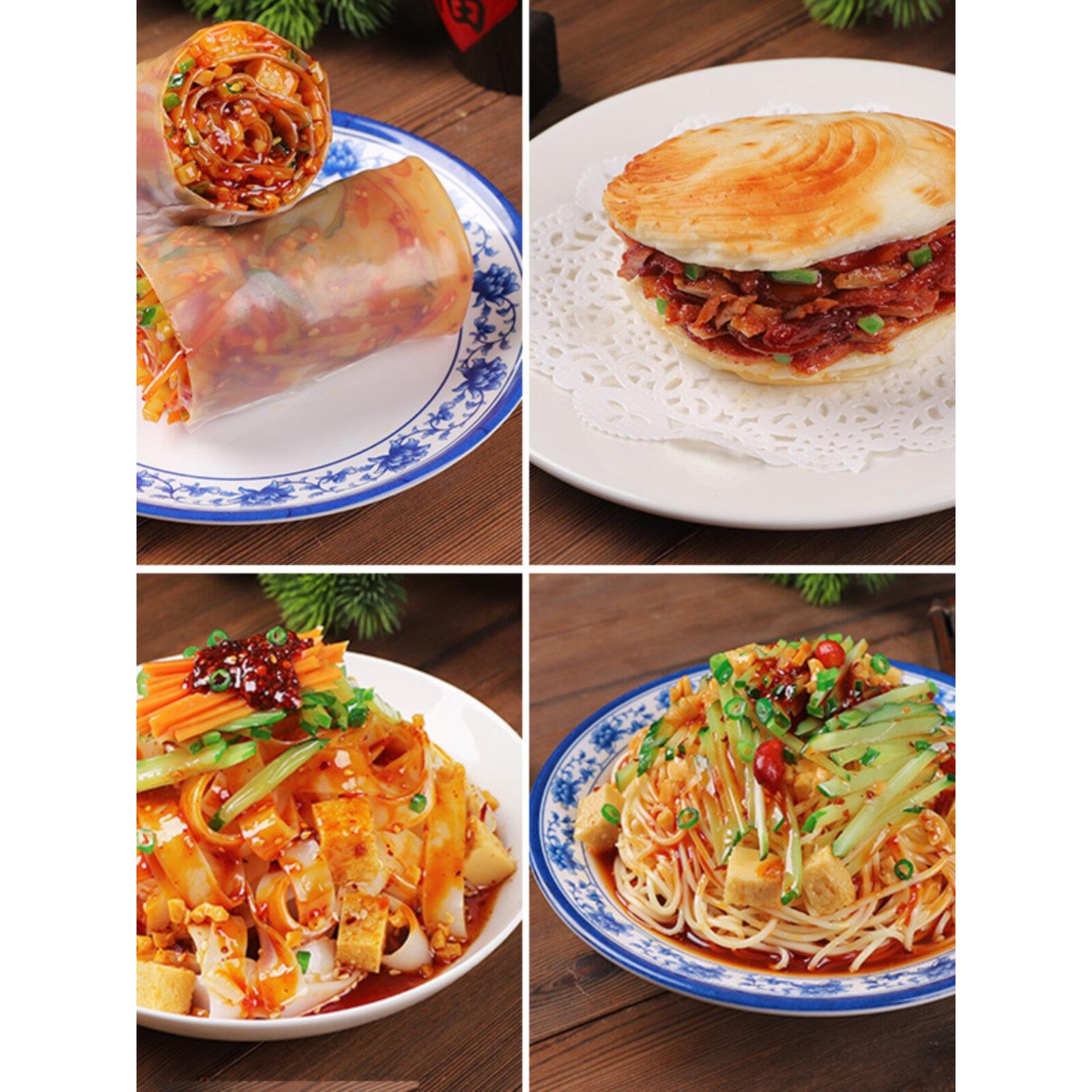 彷真凉皮凉面模型食物模具老潼关肉夹馍样品定制食品道具假菜模型