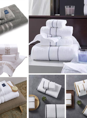 轻奢样板房酒店纯棉毛巾方巾浴巾套装简约卫生间浴室软装饰品摆件
