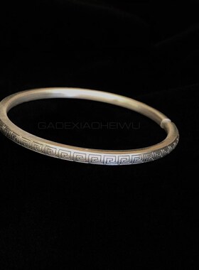 呷的小黑屋纯银手镯纯银999民族风简约百搭手镯彝族超细手镯凉山