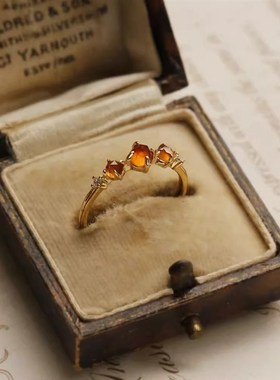 新中式锆石戒指女轻奢高级感小众设计感的独特指环中古食指戒尾戒