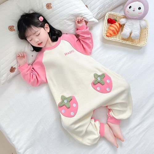 女童连体睡衣春秋款纯棉小女孩宝宝爬服婴儿睡袋儿童春季家居服