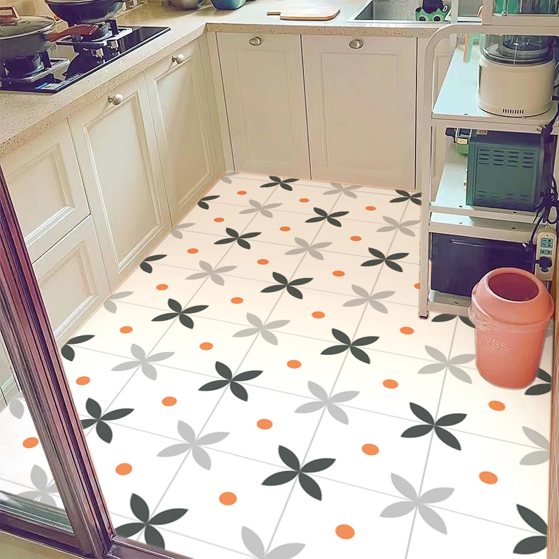 厨房满铺地垫防水防滑防油可擦免洗家用PVC地垫入户玄关耐脏脚垫