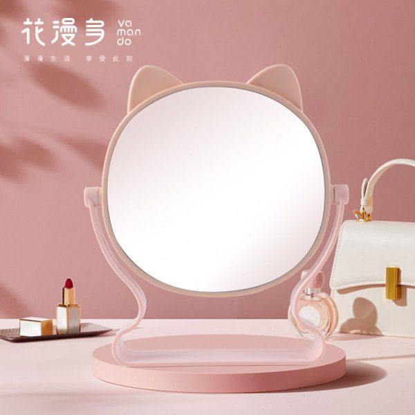 猫耳旋转梳妆镜台式桌面镜子简约学生便携化妆公主镜收纳化妆镜,家庭/个人清洁工具,柜镜/梳妆镜,淘宝优惠券,粉丝福利购,淘宝优惠卷