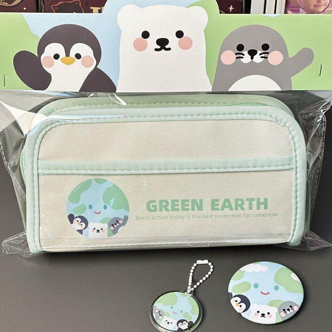 环保绿色笔袋大容量2025新款文具盒痛包初高中铅笔高颜值学生收纳,文具电教/文化用品/商务用品,笔袋,淘宝优惠券,粉丝福利购,淘宝优惠卷
