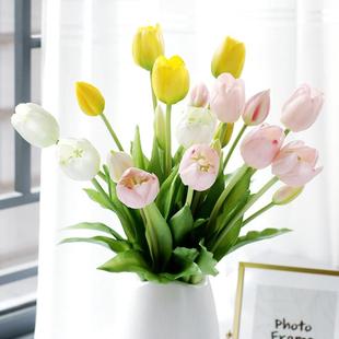 北欧ins风郁金香仿真花束客厅餐桌假花摆件家居饰品装 饰花艺插花