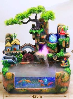 大型招财办公室客厅新中式摆件假山流水鱼缸循环流水镇宅装饰居家