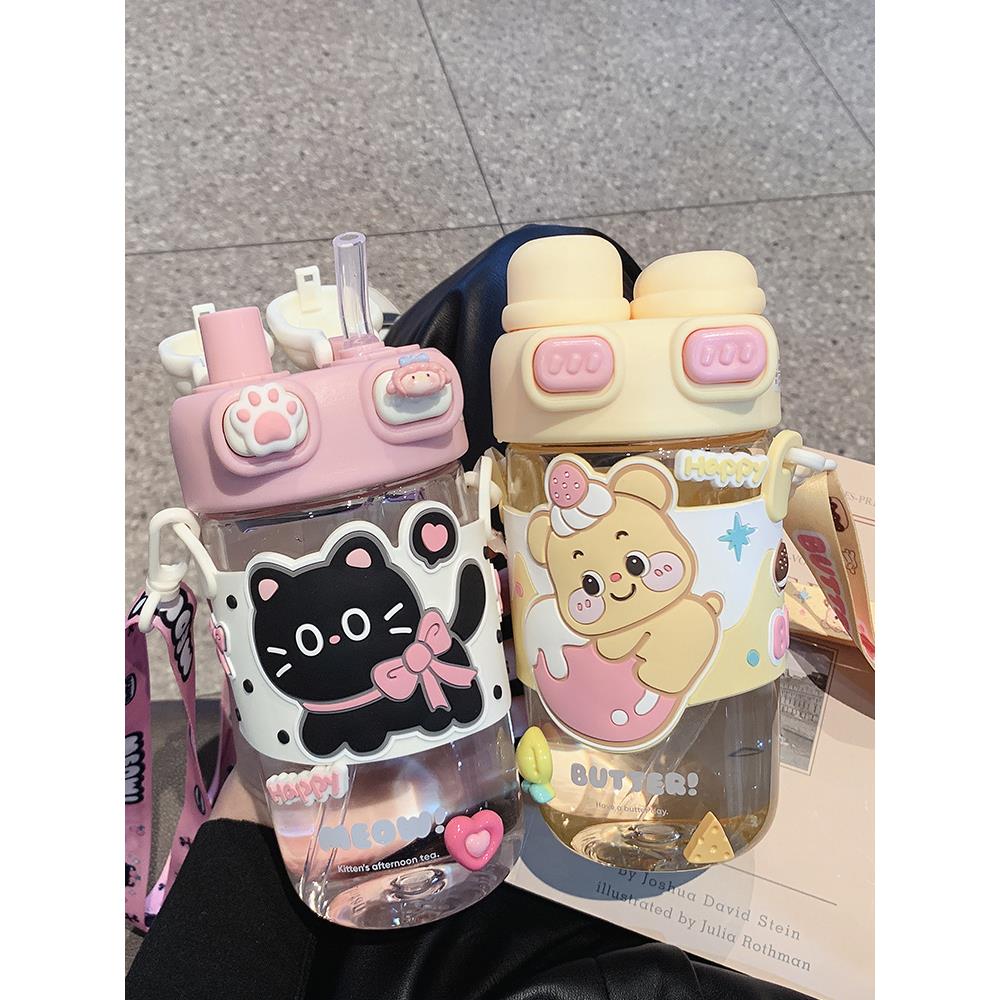 水杯儿童2025新款吸管杯女生高颜值耐高温办公室双饮杯子学生便携