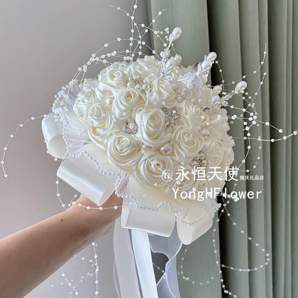新娘手捧花结婚纱diy手工材料包仿真成品送闺蜜新婚礼物领证拍照
