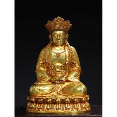 地藏王菩萨毗卢观音纯铜仿古鎏金密宗长寿佛家居佛堂供佛装饰摆件