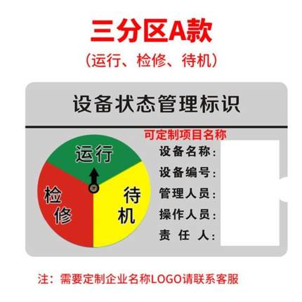 管理卡设备磁性管理维修标识牌机械机器运行状态待机6s三色标牌磁