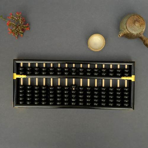 15档实木质算盘老式小学生儿童珠心算大号黑色复古装饰收藏品摆件