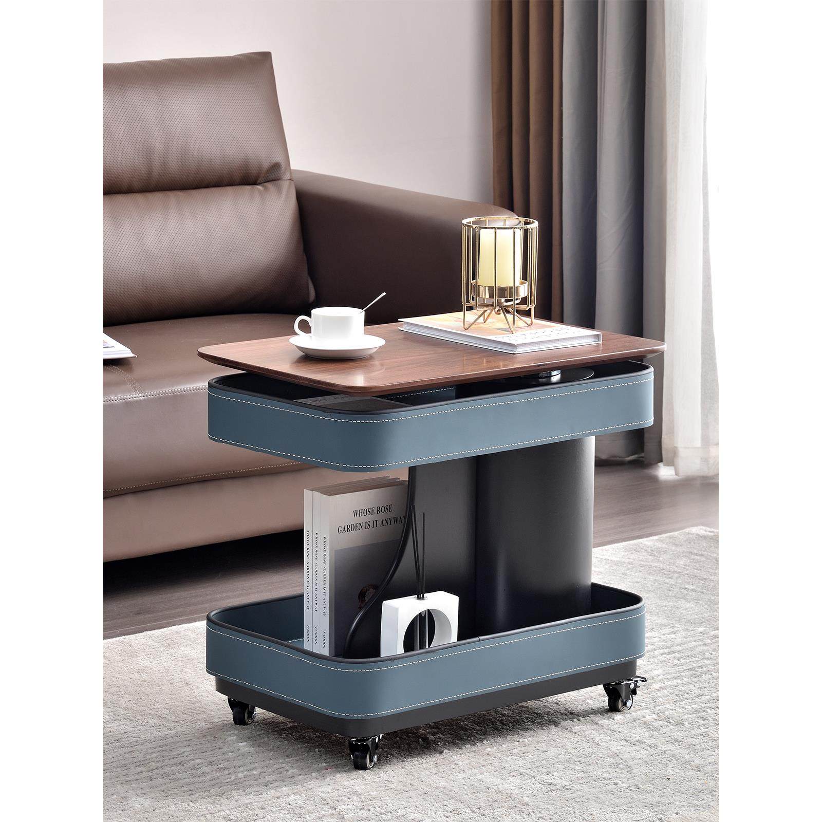 实木升降茶几可移动边几客厅边柜意式极简小推车马鞍皮沙发边桌,住宅家具,升降茶几,淘宝优惠券,粉丝福利购,淘宝优惠卷