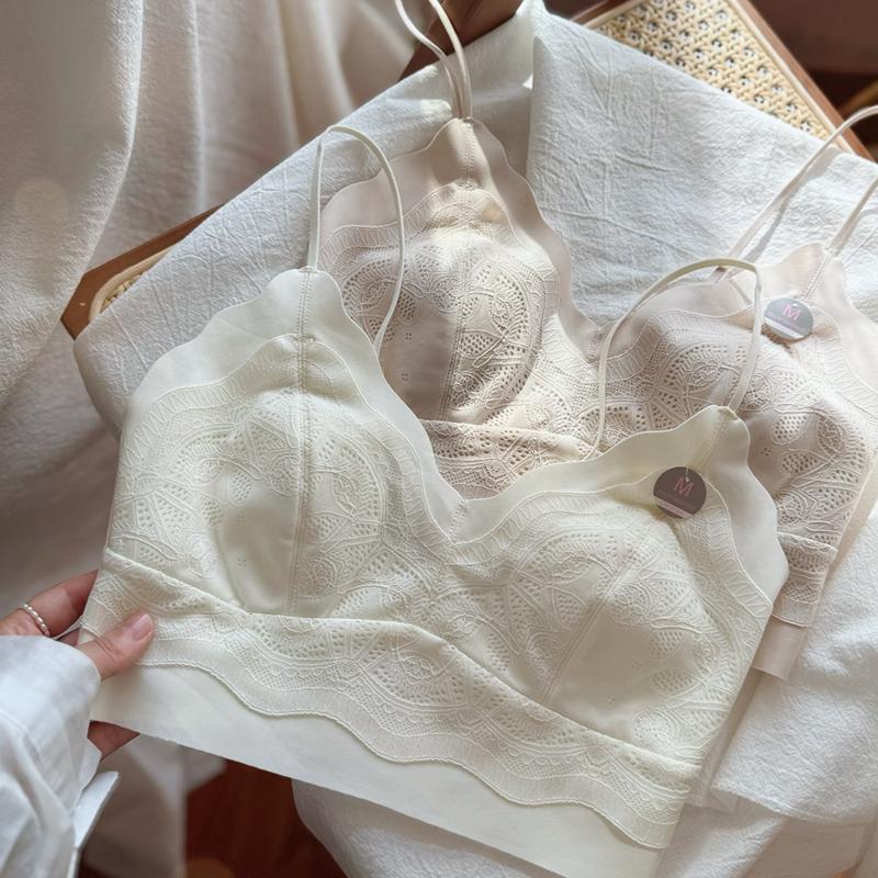 超薄兔耳朵杯文胸蕾丝小可爱裹胸吊带运动美背胸显小无痕内衣女背