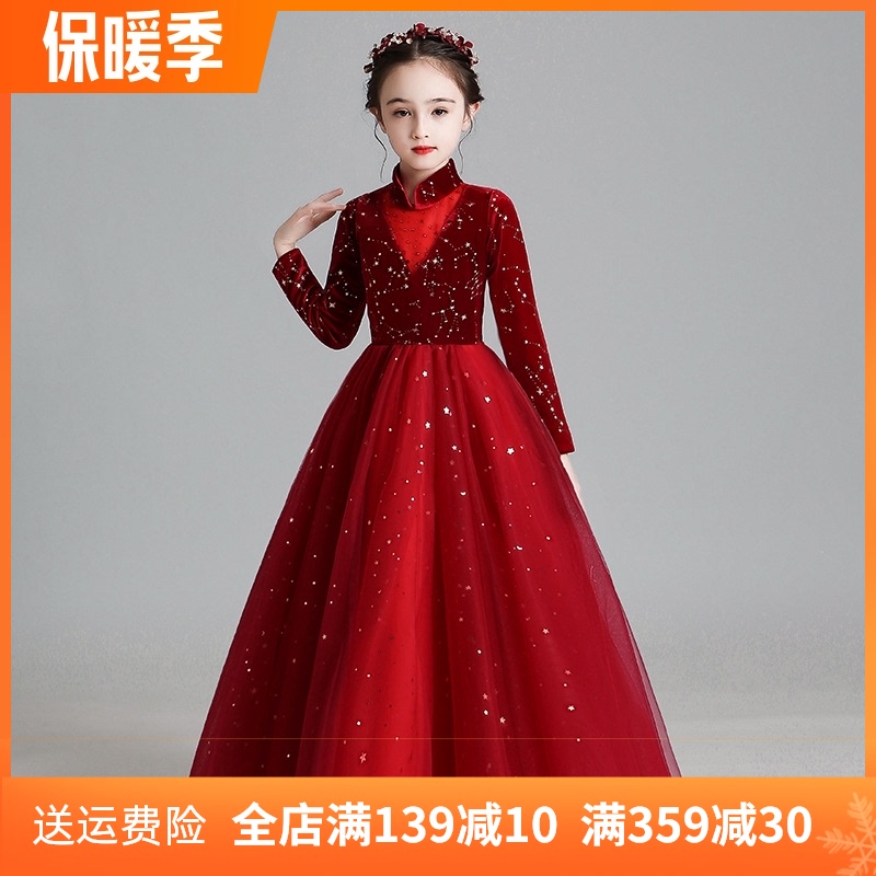 女童礼服2021新款洋气花童生日小女F孩主持人钢琴演出服儿童公主