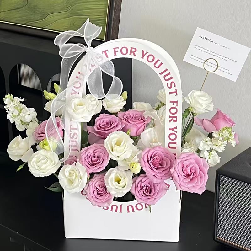 母亲节花束玫瑰康乃馨百合手提花篮送妈妈鲜花同城速递配送全国