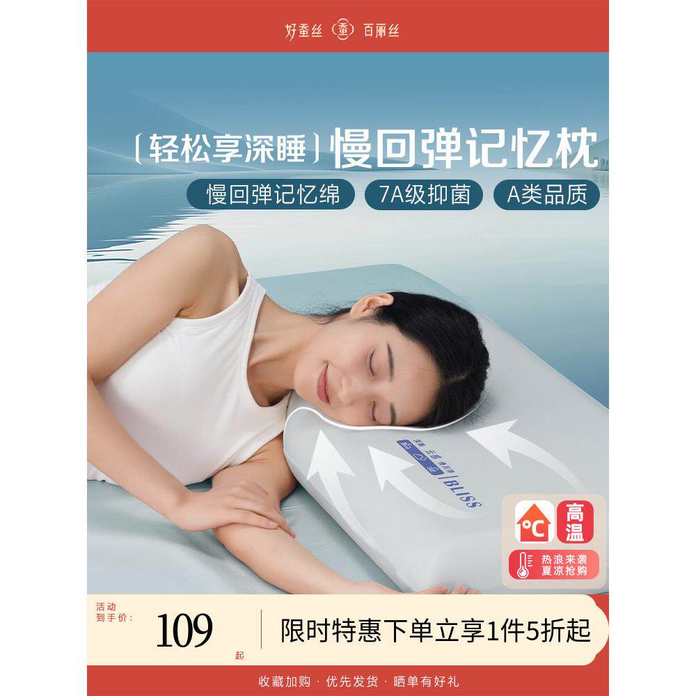 百丽丝家纺送礼礼盒装深睡慢回弹记忆枕头护颈椎助睡眠枕芯颈椎枕