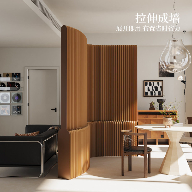 牛皮纸屏风隔断折叠移动墙防水防潮纸墙餐厅房间办公室玄关挡板