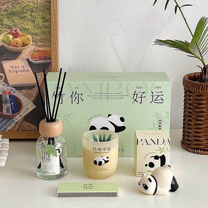 生日礼物高级感香薰蜡烛室内无火香氛送男女朋友闺蜜熊猫礼盒套组
