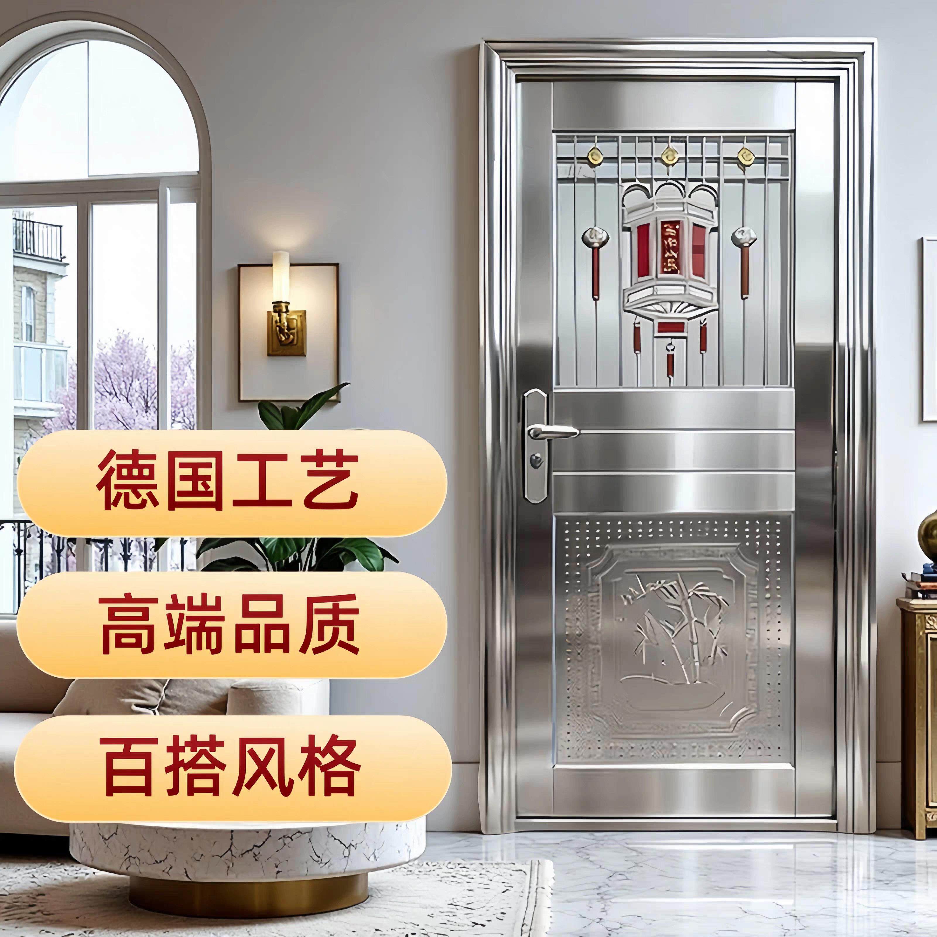 304不锈钢单门半玻阳台门进户防盗门出租屋入户门农村大门工程门