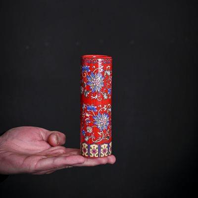 青花瓷艺中式珐琅彩陶瓷花瓶小花器办公室工艺品创意简约家居摆件