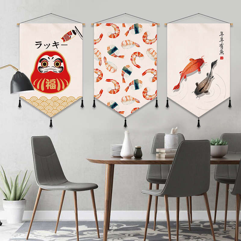 日式浮世绘布艺挂画餐厅挂毯寿司料理店背景墙装饰画卧室床头挂图片