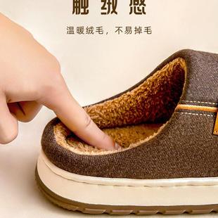 加绒保暖老年人棉拖家用 男士 棉拖鞋 防滑老人冬季 家居室内2023新款